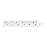 Produktbild för Manhattan Power Distribution Unit EU (2-pin), x6 gang/output, 2m cable, 16A, White, Extension Lead, PDU, Power Strip, Three Year Warranty - effektband - 3680 Watt