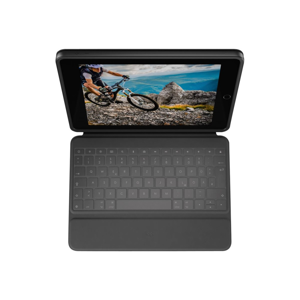 Produktbild för Logitech Rugged Folio - tangentbord och foliefodral - QWERTZ - tysk - grafit Inmatningsenhet