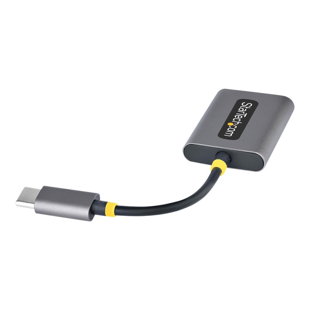 Produktbild för Startech USB-C Headphone Splitter, USB Type C Dual Headset Adapter w/Microphone Input, USB C to 3.5mm Adapter/Earphone Dongle, USB C to Audio Jack/Aux Output - Mic and Headset Controls, Built-in 24-bit DAC (USBC-AUDIO-SPLITTER) - ljudsplitter - 7 cm