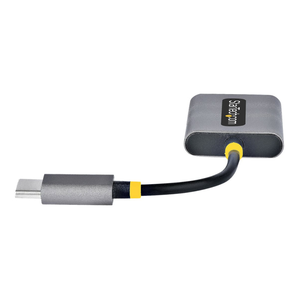Produktbild för Startech USB-C Headphone Splitter, USB Type C Dual Headset Adapter w/Microphone Input, USB C to 3.5mm Adapter/Earphone Dongle, USB C to Audio Jack/Aux Output - Mic and Headset Controls, Built-in 24-bit DAC (USBC-AUDIO-SPLITTER) - ljudsplitter - 7 cm