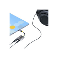 Produktbild för Startech USB-C Headphone Splitter, USB Type C Dual Headset Adapter w/Microphone Input, USB C to 3.5mm Adapter/Earphone Dongle, USB C to Audio Jack/Aux Output - Mic and Headset Controls, Built-in 24-bit DAC (USBC-AUDIO-SPLITTER) - ljudsplitter - 7 cm
