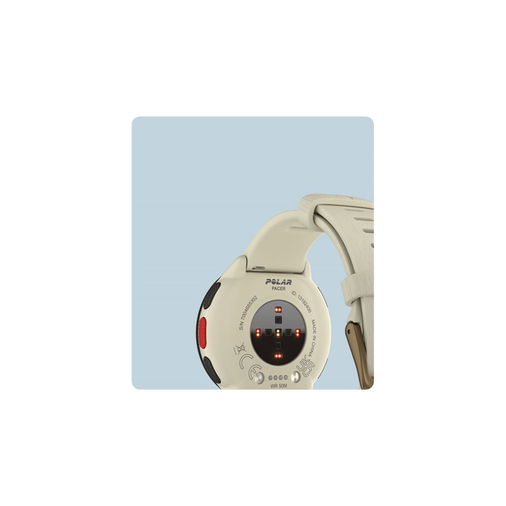 Produktbild för Polar Pacer smart klocka med band - 32 MB - cloudy white
