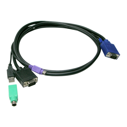 LevelOne LevelOne ACC-3202 - kabelsats för tangentbord/video/mus - HD-15 (VGA) till USB, PS/2, HD-15 (VGA) - 3 m