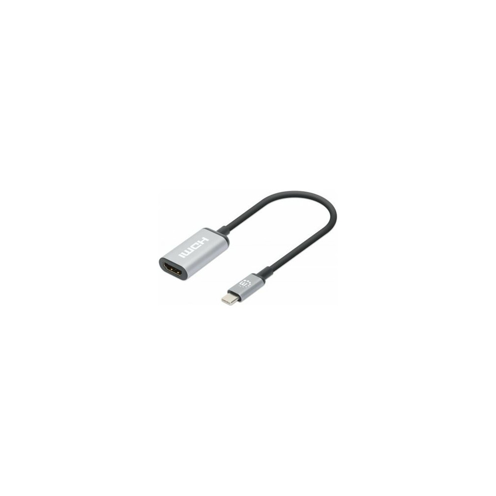 Produktbild för Manhattan USB-C to HDMI Cable, 4K@60Hz, 5 Gbps (USB 3.2 Gen1 aka USB 3.0), 15cm, Black, Male to Male, Three Year Warranty, Polybag - adapterkabel - HDMI / USB - 15 cm
