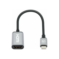 Produktbild för Manhattan USB-C to HDMI Cable, 4K@60Hz, 5 Gbps (USB 3.2 Gen1 aka USB 3.0), 15cm, Black, Male to Male, Three Year Warranty, Polybag - adapterkabel - HDMI / USB - 15 cm