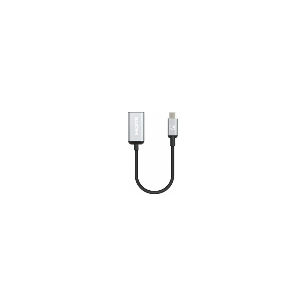 Produktbild för Manhattan USB-C to HDMI Cable, 4K@60Hz, 5 Gbps (USB 3.2 Gen1 aka USB 3.0), 15cm, Black, Male to Male, Three Year Warranty, Polybag - adapterkabel - HDMI / USB - 15 cm
