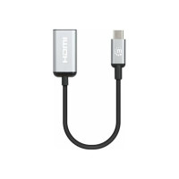 Produktbild för Manhattan USB-C to HDMI Cable, 4K@60Hz, 5 Gbps (USB 3.2 Gen1 aka USB 3.0), 15cm, Black, Male to Male, Three Year Warranty, Polybag - adapterkabel - HDMI / USB - 15 cm
