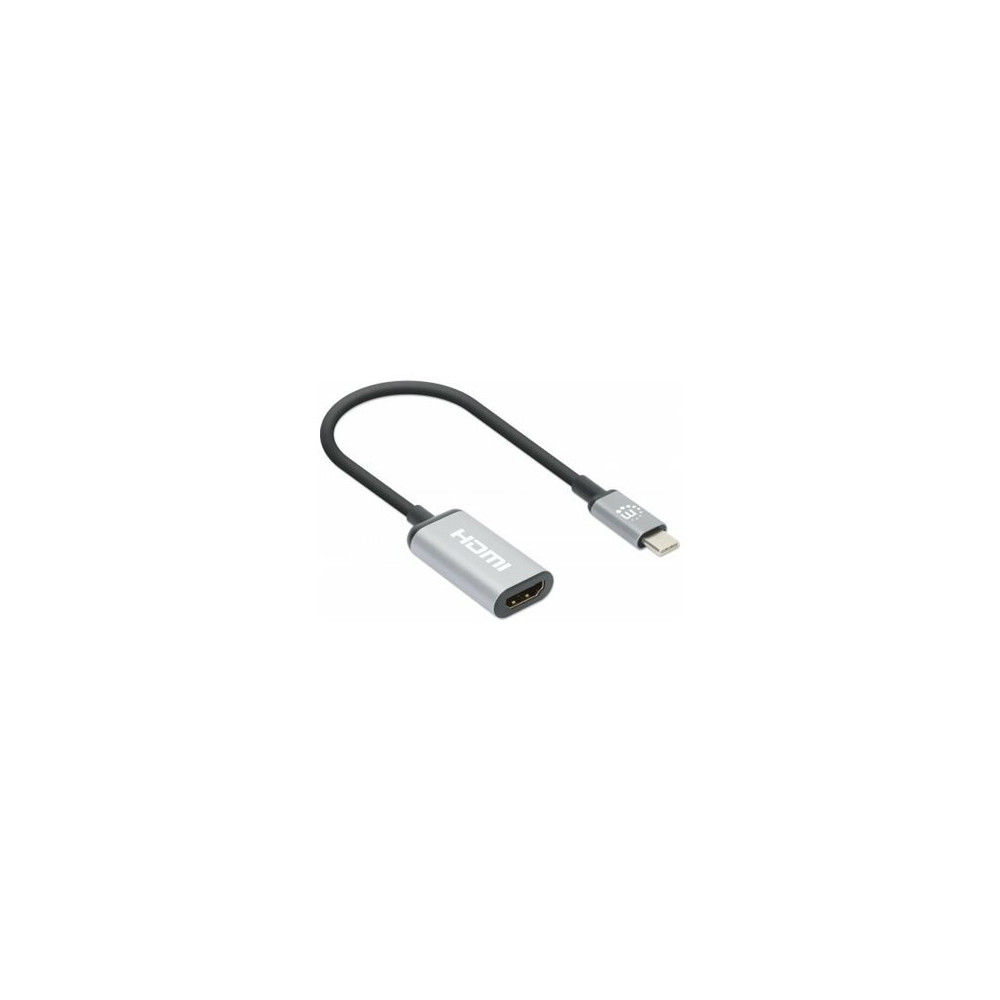 Produktbild för Manhattan USB-C to HDMI Cable, 4K@60Hz, 5 Gbps (USB 3.2 Gen1 aka USB 3.0), 15cm, Black, Male to Male, Three Year Warranty, Polybag - adapterkabel - HDMI / USB - 15 cm