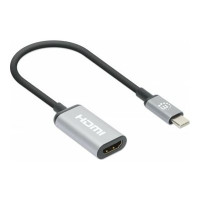 Produktbild för Manhattan USB-C to HDMI Cable, 4K@60Hz, 5 Gbps (USB 3.2 Gen1 aka USB 3.0), 15cm, Black, Male to Male, Three Year Warranty, Polybag - adapterkabel - HDMI / USB - 15 cm