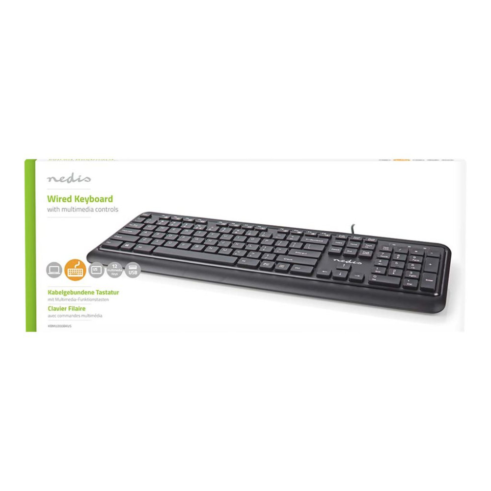 Produktbild för Nedis - tangentbord - QWERTY - USA, internationellt - svart Inmatningsenhet