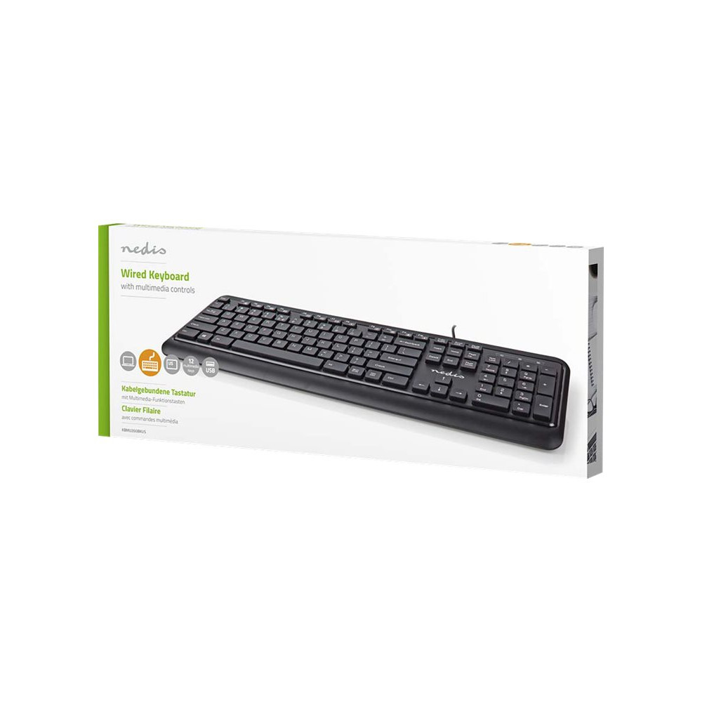 Produktbild för Nedis - tangentbord - QWERTY - USA, internationellt - svart Inmatningsenhet