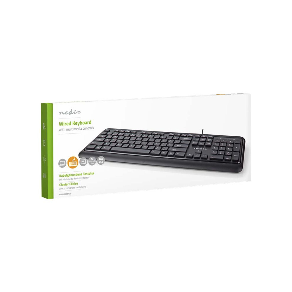 Produktbild för Nedis - tangentbord - QWERTY - USA, internationellt - svart Inmatningsenhet