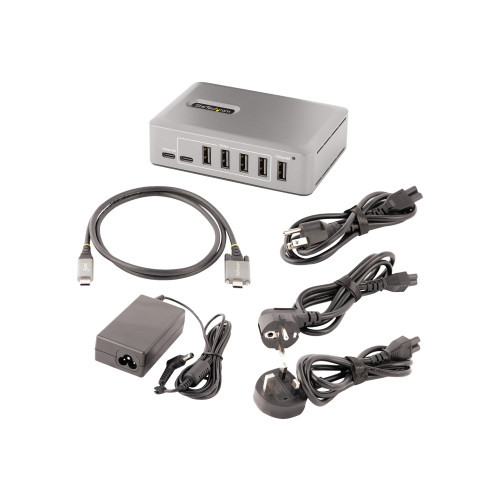 StarTech.com StarTech.com 10-Port USB-C Hub, 8x USB-A + 2x USB-C, Self-Powered w/ 65W Power Supply, USB 3.1 10Gbps Hub w/ BC1.2 Charging, Desktop/Laptop USB Hub with 3ft Locking USB-IF Certified Cable - USB Expansion Hub (10G8A2CS-USB-C-HUB) - hubb - 10 portar