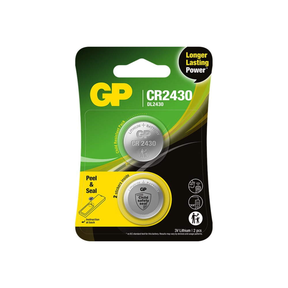 Produktbild för GP batteri - 2 x CR2430 - Li