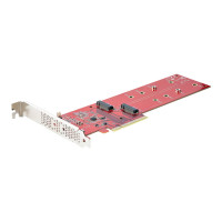 Produktbild för StarTech.com Dual M.2 PCIe SSD Adapter Card, x8 / x16 Dual NVMe or AHCI M.2 SSD to PCI Express 4.0, Up to 7.8GBps/Drive, For 2242/2260/2280/22110mm PCIe M-Key M2 SSDs, Bifurcation Required - PC/Linux Compatible (DUAL-M2-PCIE-CARD-B) - gränssnittsadapter -