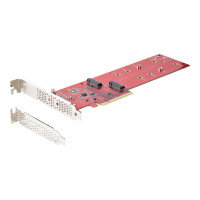 Produktbild för StarTech.com Dual M.2 PCIe SSD Adapter Card, x8 / x16 Dual NVMe or AHCI M.2 SSD to PCI Express 4.0, Up to 7.8GBps/Drive, For 2242/2260/2280/22110mm PCIe M-Key M2 SSDs, Bifurcation Required - PC/Linux Compatible (DUAL-M2-PCIE-CARD-B) - gränssnittsadapter -