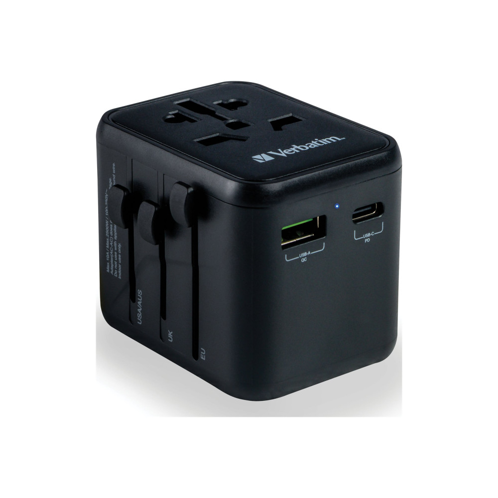 Produktbild för Verbatim UTA-02 strömadapter - USB, BS 1362, USB-C - 20 watt