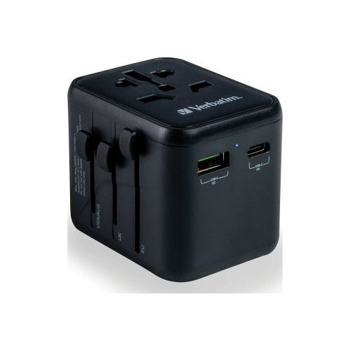 VERBATIM Verbatim UTA-02 strömadapter - USB, BS 1362, USB-C - 20 watt