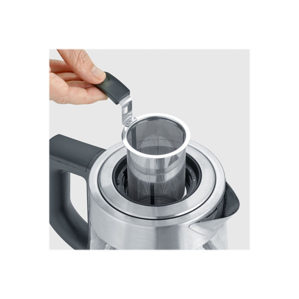 Produktbild för SEVERIN WK 3473 Deluxe Mini - tebryggare/kittel - glass/brushed stainless steel/black
