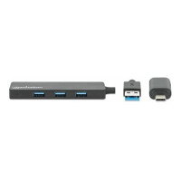 Produktbild för Manhattan - hubb - combo USB-A och USB-C - 4 portar