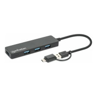 Produktbild för Manhattan - hubb - combo USB-A och USB-C - 4 portar