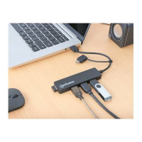 Produktbild för Manhattan - hubb - combo USB-A och USB-C - 4 portar