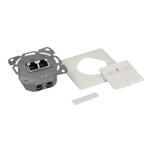 2direct LogiLink Professional - network socket-outlet - Cat.6A, wall outlet, shielded, vertical cable entry - 1 grupp - 2 nätverksuttag - kritvit, RAL 9010