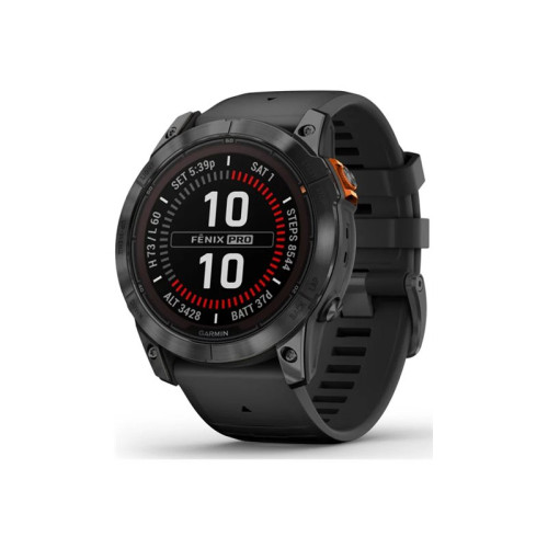 Garmin Garmin Fenix 7X Pro Solar Edition - skiffergrå - Ja sportklocka med band - svart - 32 GB
