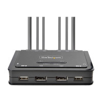 Produktbild för StarTech.com 2-Port Dual-Monitor DisplayPort Cable KVM Switch, 4K 60Hz, Compact KVM with 5ft/1.5m USB-A/DisplayPort/Audio Integrated Cables, Bus Powered - Remote Push Button/Hotkey Switching (C2-DD46-UA2-CBL-KVM) - omkopplare för tangentbord/video/mus/lju