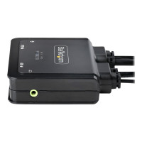 Produktbild för StarTech.com 2-Port Hybrid USB-C DisplayPort Cable KVM Switch, 4K 60Hz, Compact KVM with 6ft/1.8m USB-A/DisplayPort/Audio & 4ft/1.2m USB-C Integrated Host Cables, Bus Powered - Remote Push Button/Hotkey Switching (C2-D46-UAC-CBL-KVM) - omkopplare för tang