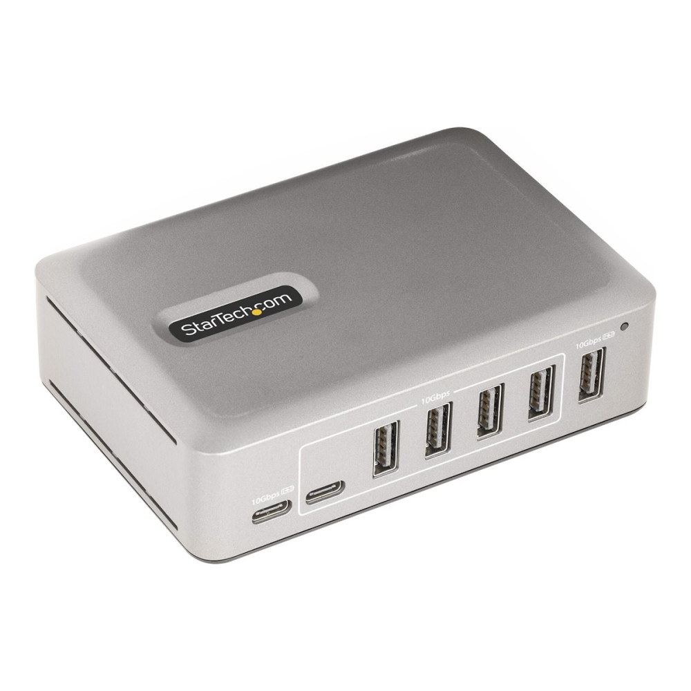 Produktbild för StarTech.com 7-Port USB-C Hub, 5x USB-A + 2x USB-C, Self-Powered w/ 65W Power Supply, USB 3.1 10Gbps Hub w/ BC1.2 Charging, Desktop/Laptop USB Hub with 3ft Locking USB-IF Certified Cable - USB Expansion Hub (10G5A2CS-USB-C-HUB) - hubb - 7 portar