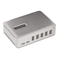 Produktbild för StarTech.com 7-Port USB-C Hub, 5x USB-A + 2x USB-C, Self-Powered w/ 65W Power Supply, USB 3.1 10Gbps Hub w/ BC1.2 Charging, Desktop/Laptop USB Hub with 3ft Locking USB-IF Certified Cable - USB Expansion Hub (10G5A2CS-USB-C-HUB) - hubb - 7 portar