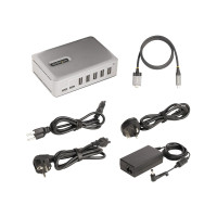 Produktbild för StarTech.com 7-Port USB-C Hub, 5x USB-A + 2x USB-C, Self-Powered w/ 65W Power Supply, USB 3.1 10Gbps Hub w/ BC1.2 Charging, Desktop/Laptop USB Hub with 3ft Locking USB-IF Certified Cable - USB Expansion Hub (10G5A2CS-USB-C-HUB) - hubb - 7 portar
