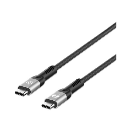 Manhattan Manhattan USB-C to USB-C Cable (240W), 1m, Male to Male, Black, Thunderbolt 4, 40 Gbps (USB4 Gen 3x2), Extended Power Range (EPR) charging up to 240W (Note additional USB-C 240W wall charger needed), Backwards compatible to Thunderbolt 3, Lifetime Warrant