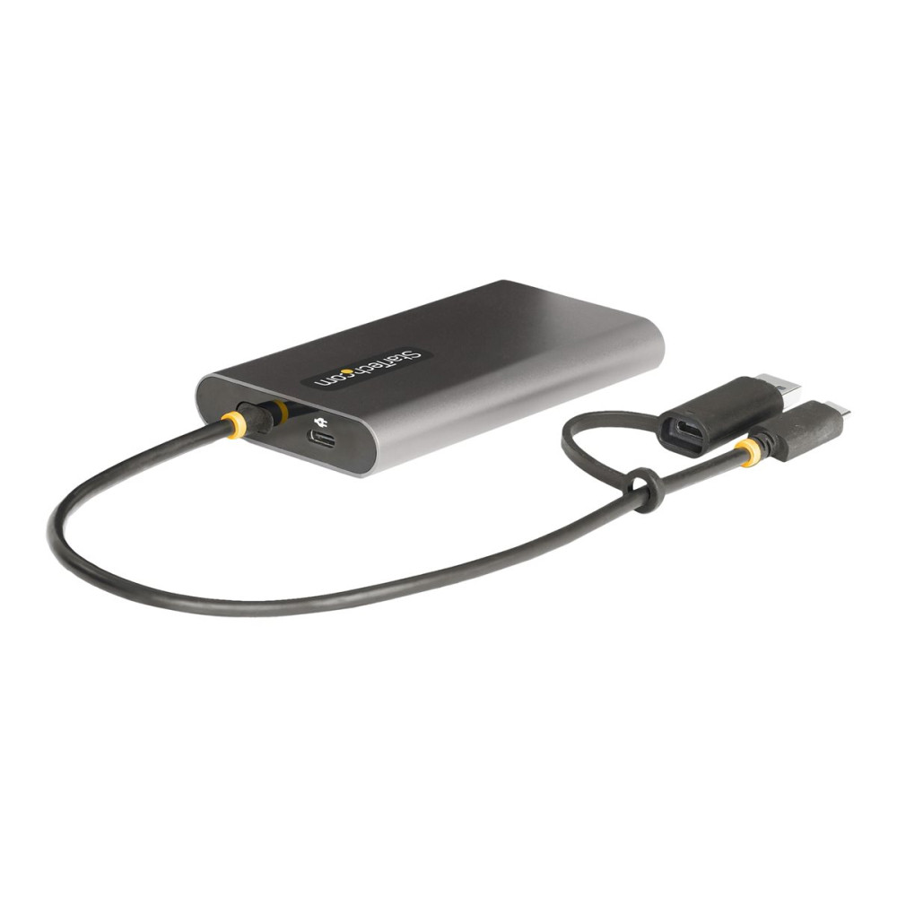 Produktbild för StarTech.com USB-C to Dual-HDMI Adapter, USB-C or A to 2x HDMI, 4K 60Hz, 100W PD Pass-Through, 1ft (30cm) Built-in Cable, External Video Graphics Adapter - USB to HDMI Multi-Monitor Converter for Laptop (109B-USBC-HDMI) - videokort - HDMI / USB - TAA-komp