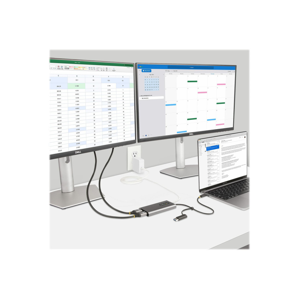 Produktbild för StarTech.com USB-C to Dual-HDMI Adapter, USB-C or A to 2x HDMI, 4K 60Hz, 100W PD Pass-Through, 1ft (30cm) Built-in Cable, External Video Graphics Adapter - USB to HDMI Multi-Monitor Converter for Laptop (109B-USBC-HDMI) - videokort - HDMI / USB - TAA-komp