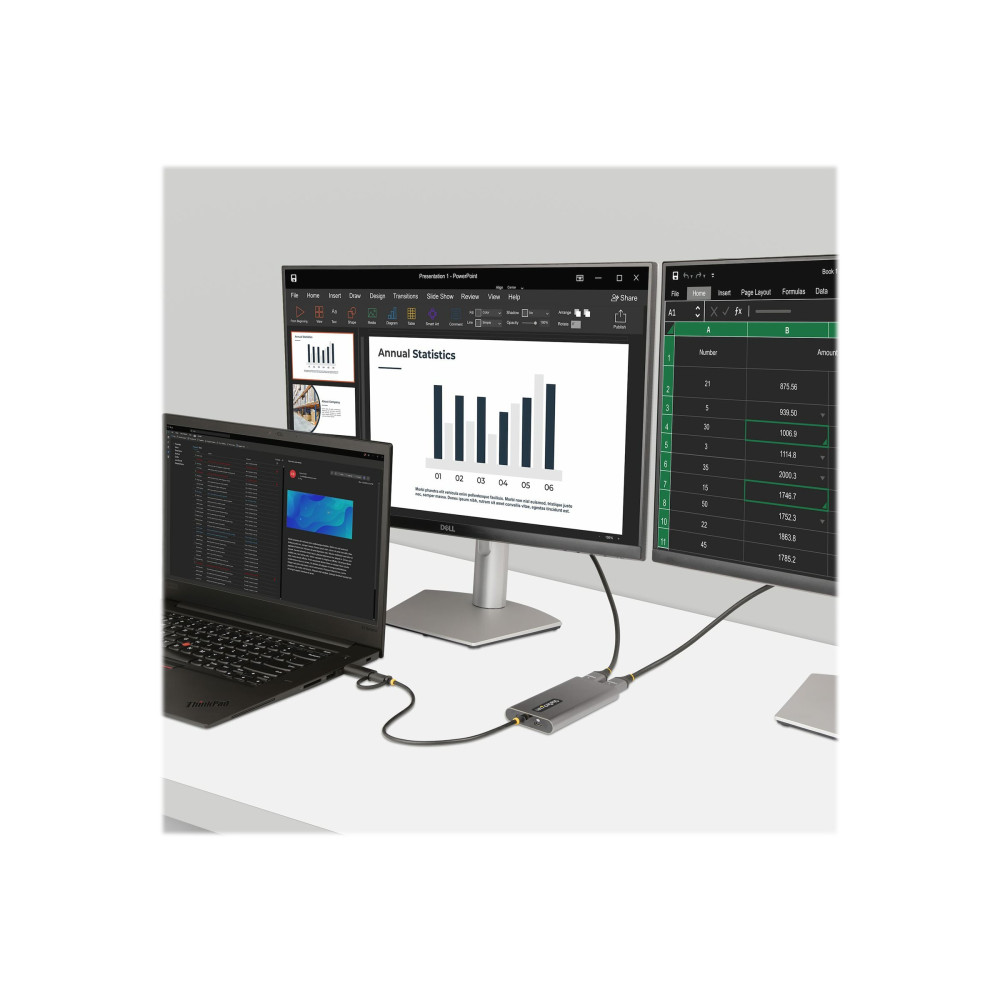 Produktbild för StarTech.com USB-C to Dual-HDMI Adapter, USB-C or A to 2x HDMI, 4K 60Hz, 100W PD Pass-Through, 1ft (30cm) Built-in Cable, External Video Graphics Adapter - USB to HDMI Multi-Monitor Converter for Laptop (109B-USBC-HDMI) - videokort - HDMI / USB - TAA-komp