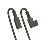 Produktbild för StarTech.com 1.6ft (50cm) Rugged Right Angle USB-C Cable, USB 3.2 Gen 2 (10 Gbps), USB C to C Data Transfer Cable, 4K 60Hz DP Alt Mode, 100W Power Delivery - 90 Degree USB-C Cable (RUSB31CC50CMBR) - USB typ C-kabel - USB-C till USB-C - 50 cm