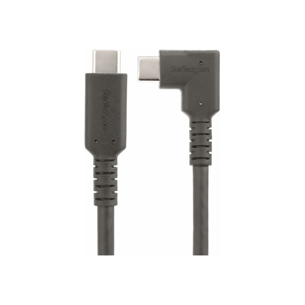 Produktbild för StarTech.com 3ft (1m) Rugged Right Angle USB-C Cable, USB 10 Gbps, USB C to C Data Transfer Cable, 4K 60Hz DP Alt Mode, 100W Power Delivery - 90 Degree USB-C Cable (RUSB31CC1MBR) - USB typ C-kabel - USB-C till USB-C - 1 m