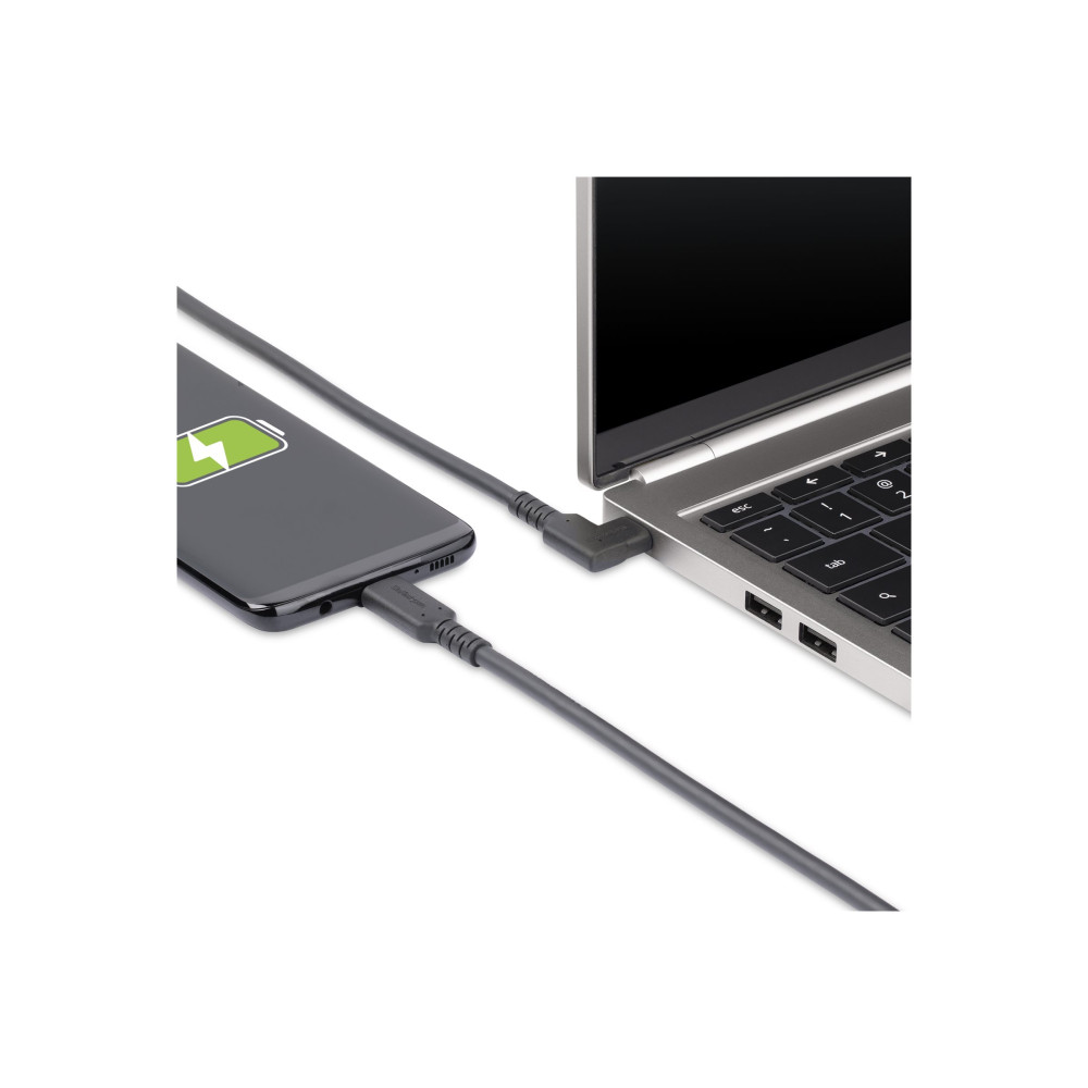 Produktbild för StarTech.com 3ft (1m) Rugged Right Angle USB-C Cable, USB 10 Gbps, USB C to C Data Transfer Cable, 4K 60Hz DP Alt Mode, 100W Power Delivery - 90 Degree USB-C Cable (RUSB31CC1MBR) - USB typ C-kabel - USB-C till USB-C - 1 m
