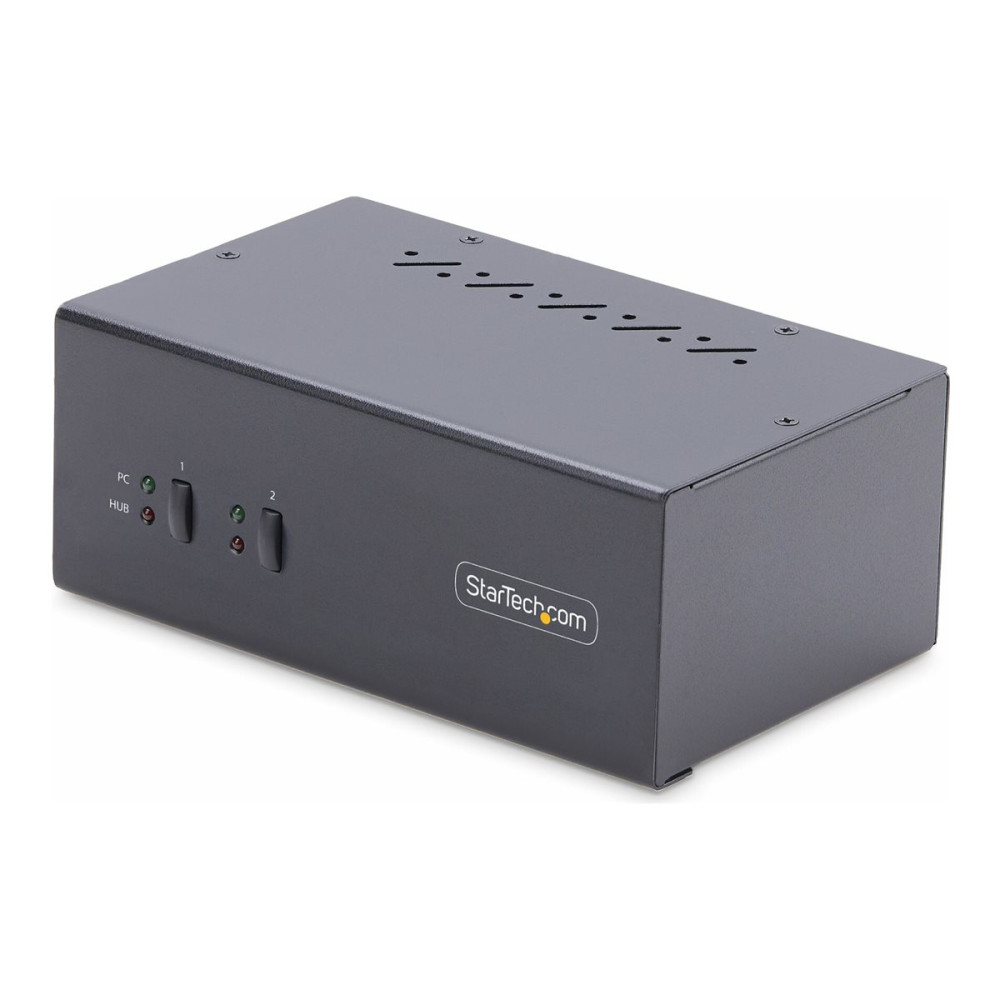 Produktbild för StarTech.com 2-Port Dual-Monitor DisplayPort KVM Switch, 4K 60Hz, 2x USB 5Gbps Hub Ports, 2x USB 2.0 HID Ports, Hotkey and Push-Button Switching, TAA Compliant - ESD Level 3 Protection (P2DD46A2-KVM-SWITCH) - omkopplare för tangentbord/video/mus/ljud/USB 