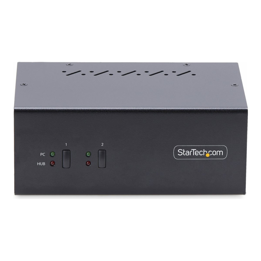 Produktbild för StarTech.com 2-Port Dual-Monitor DisplayPort KVM Switch, 4K 60Hz, 2x USB 5Gbps Hub Ports, 2x USB 2.0 HID Ports, Hotkey and Push-Button Switching, TAA Compliant - ESD Level 3 Protection (P2DD46A2-KVM-SWITCH) - omkopplare för tangentbord/video/mus/ljud/USB 