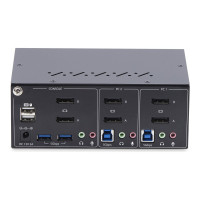 Produktbild för StarTech.com 2-Port Dual-Monitor DisplayPort KVM Switch, 4K 60Hz, 2x USB 5Gbps Hub Ports, 2x USB 2.0 HID Ports, Hotkey and Push-Button Switching, TAA Compliant - ESD Level 3 Protection (P2DD46A2-KVM-SWITCH) - omkopplare för tangentbord/video/mus/ljud/USB 