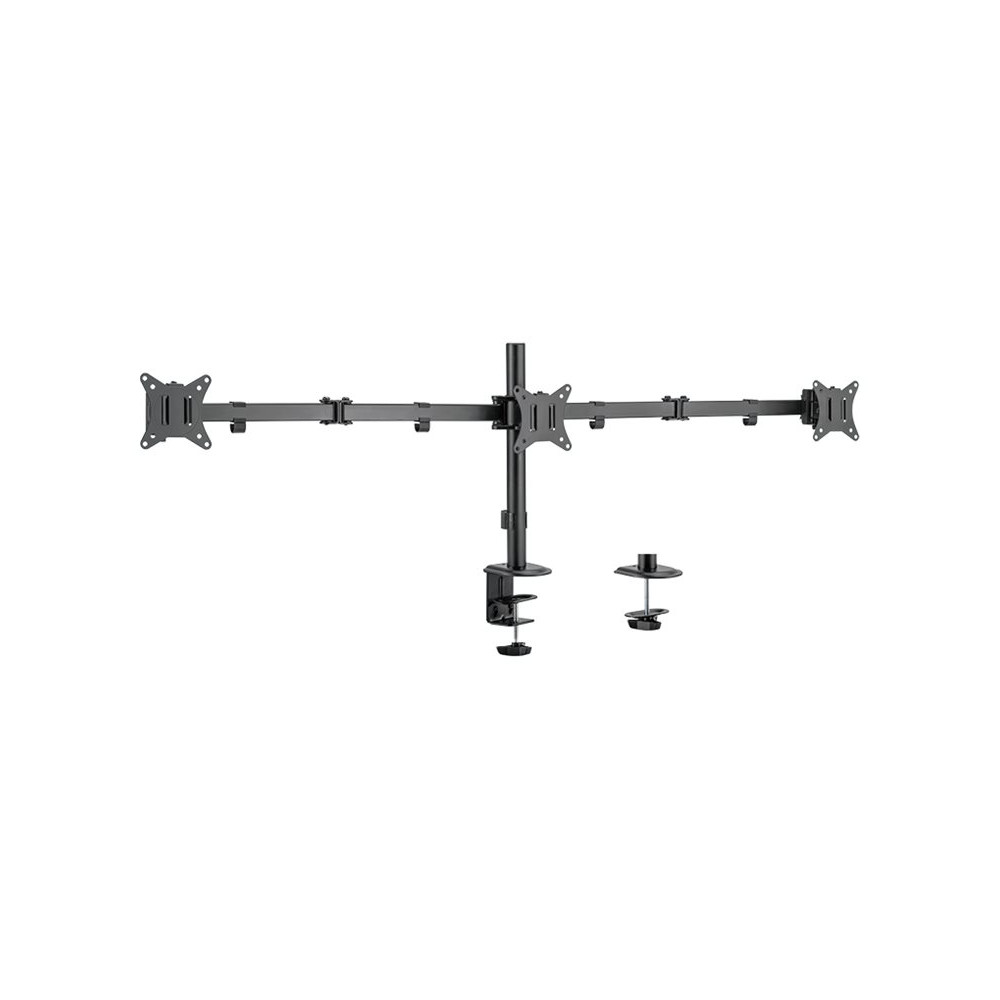 Produktbild för LogiLink monteringssats - justerbara dubbla armar - för 3 monitorer - arm längd: 658 mm - svart