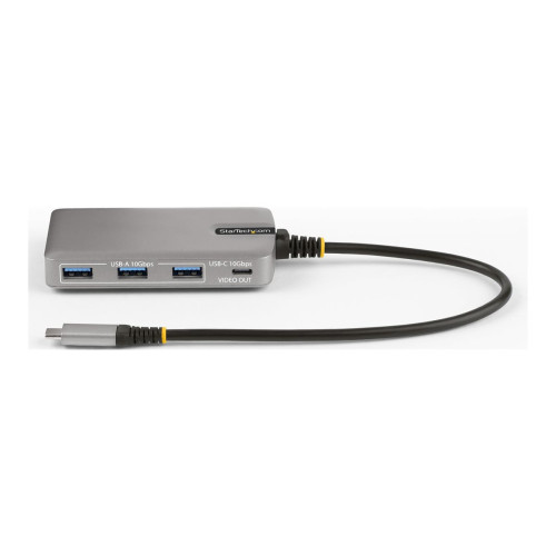 StarTech.com StarTech.com 4-Port USB-C Hub with USB-C DP Alt Mode Video Output 4K 60Hz, 3x USB-A, 1x USB-C, 100W Power Delivery Pass-Through, USB 3.2 Gen 2 (10Gbps), Portable USB Type-C to USB Type-A/C - 1ft (30cm) Host Cable (HB31C3A1CDPPD3) - hubb - 4 portar