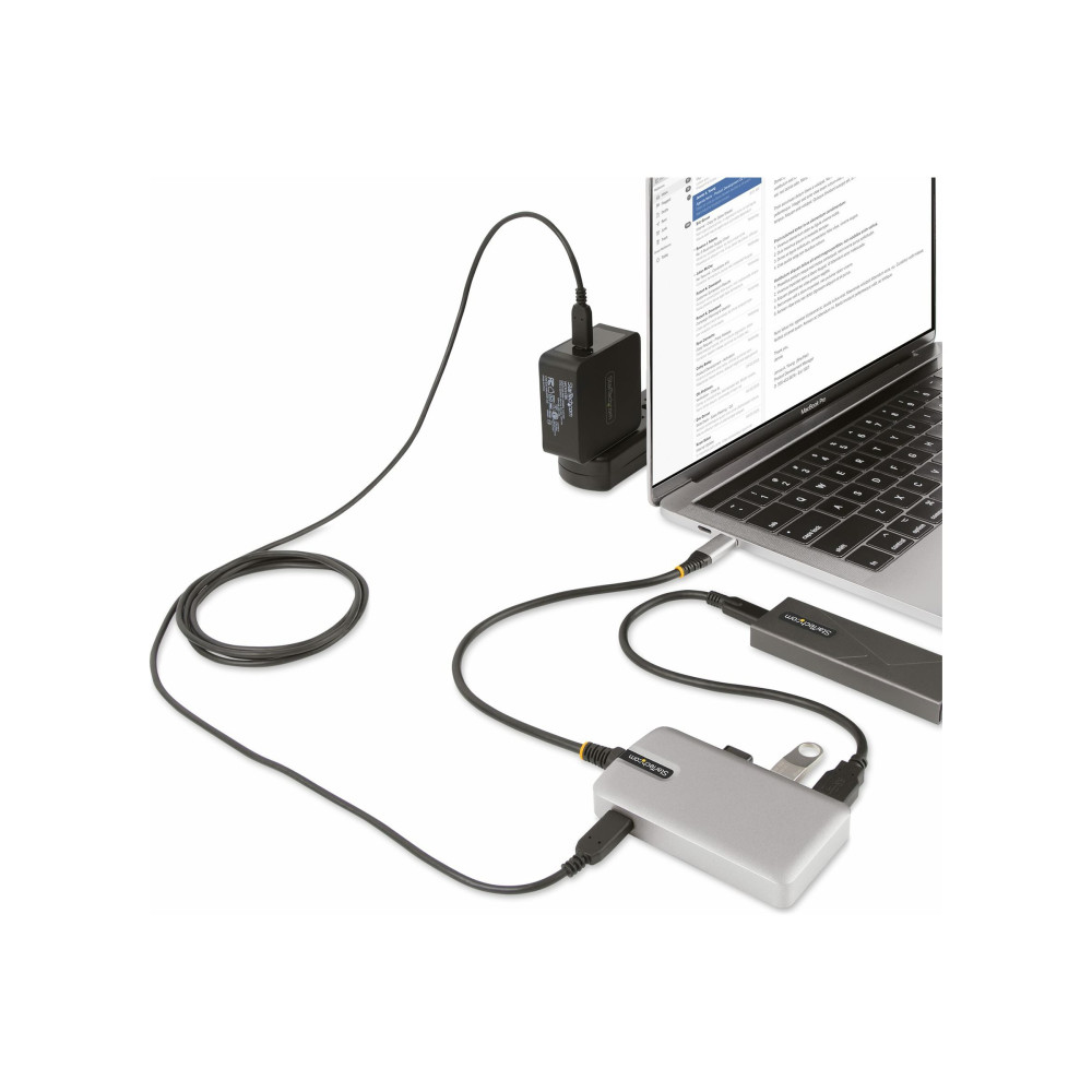 Produktbild för StarTech.com 4-Port USB-C Hub with USB-C DP Alt Mode Video Output 4K 60Hz, 3x USB-A, 1x USB-C, 100W Power Delivery Pass-Through, USB 3.2 Gen 2 (10Gbps), Portable USB Type-C to USB Type-A/C - 1ft (30cm) Host Cable (HB31C3A1CDPPD3) - hubb - 4 portar