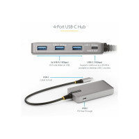 Produktbild för StarTech.com 4-Port USB-C Hub with USB-C DP Alt Mode Video Output 4K 60Hz, 3x USB-A, 1x USB-C, 100W Power Delivery Pass-Through, USB 3.2 Gen 2 (10Gbps), Portable USB Type-C to USB Type-A/C - 1ft (30cm) Host Cable (HB31C3A1CDPPD3) - hubb - 4 portar