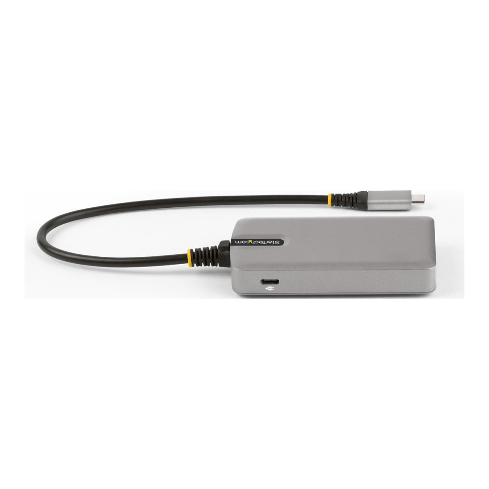 Produktbild för StarTech.com 4-Port USB-C Hub with USB-C DP Alt Mode Video Output 4K 60Hz, 3x USB-A, 1x USB-C, 100W Power Delivery Pass-Through, USB 3.2 Gen 2 (10Gbps), Portable USB Type-C to USB Type-A/C - 1ft (30cm) Host Cable (HB31C3A1CDPPD3) - hubb - 4 portar