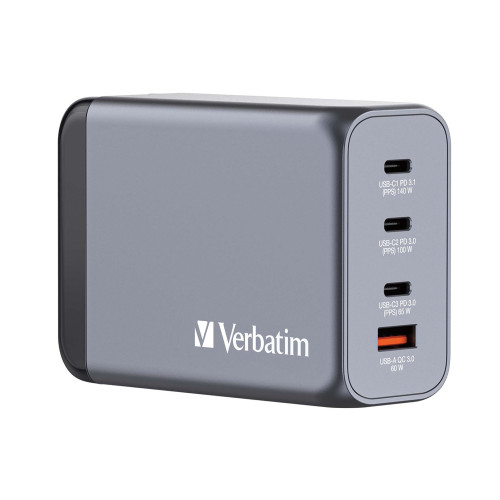 VERBATIM Verbatim strömadapter - GaN - 3 x USB-C, USB typ A - 240 watt