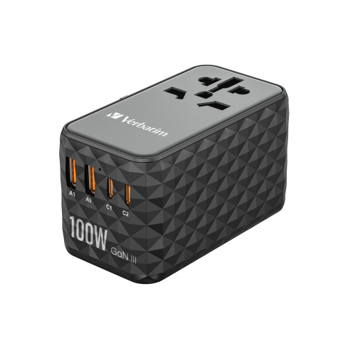 VERBATIM Verbatim UTA-06 strömadapter - GaN III, universell - 2 x USB, 2 x USB-C - 100 Watt